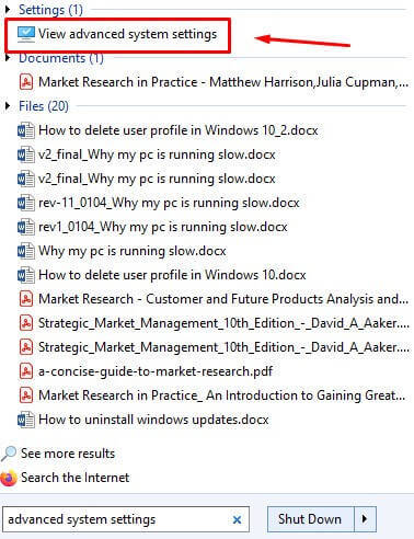 advanced system settings
