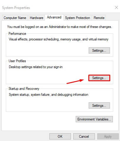 user profile settings