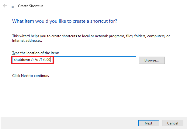 create shortcut window