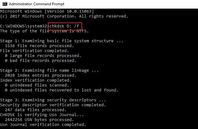 chkdsk command