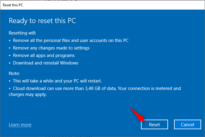 reset PC