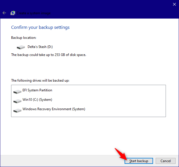 start backup
