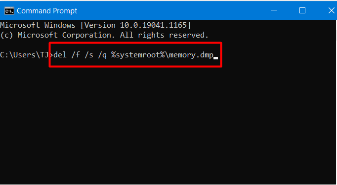 command prompt del command