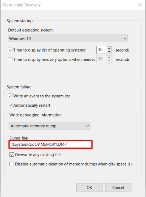 Write debugging information