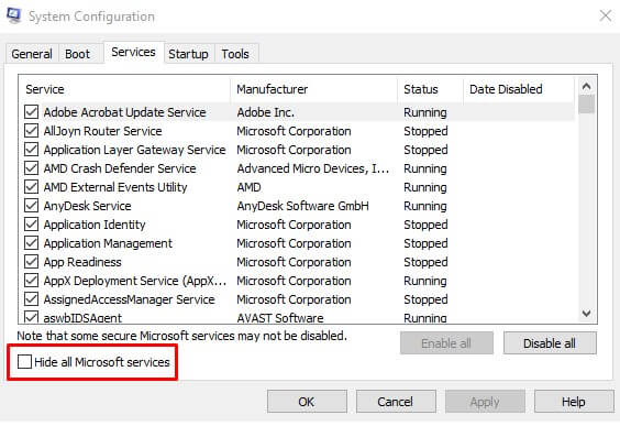 system configuration