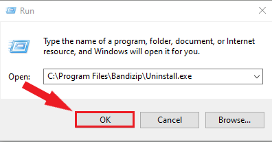 Running a copied uninstall command