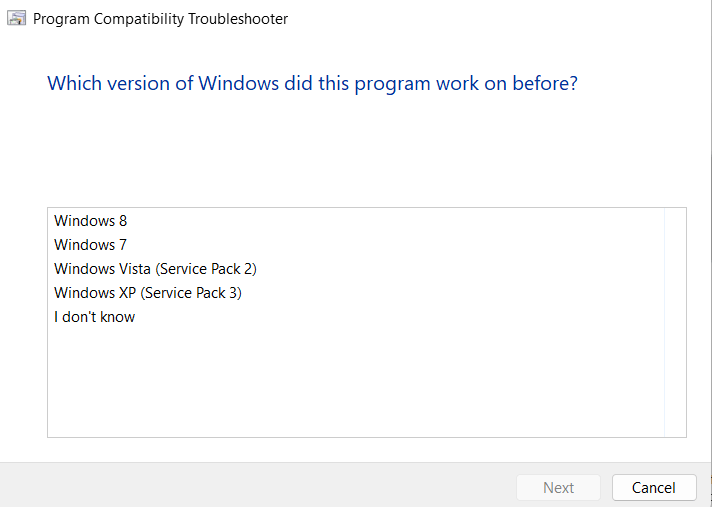 program compatibility troubleshoot